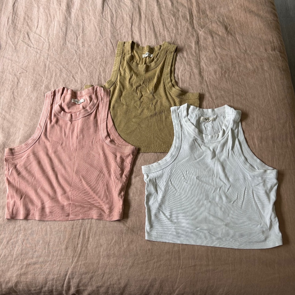 Madewell Brightside Supima Crop Tank, 3-pack, Medium